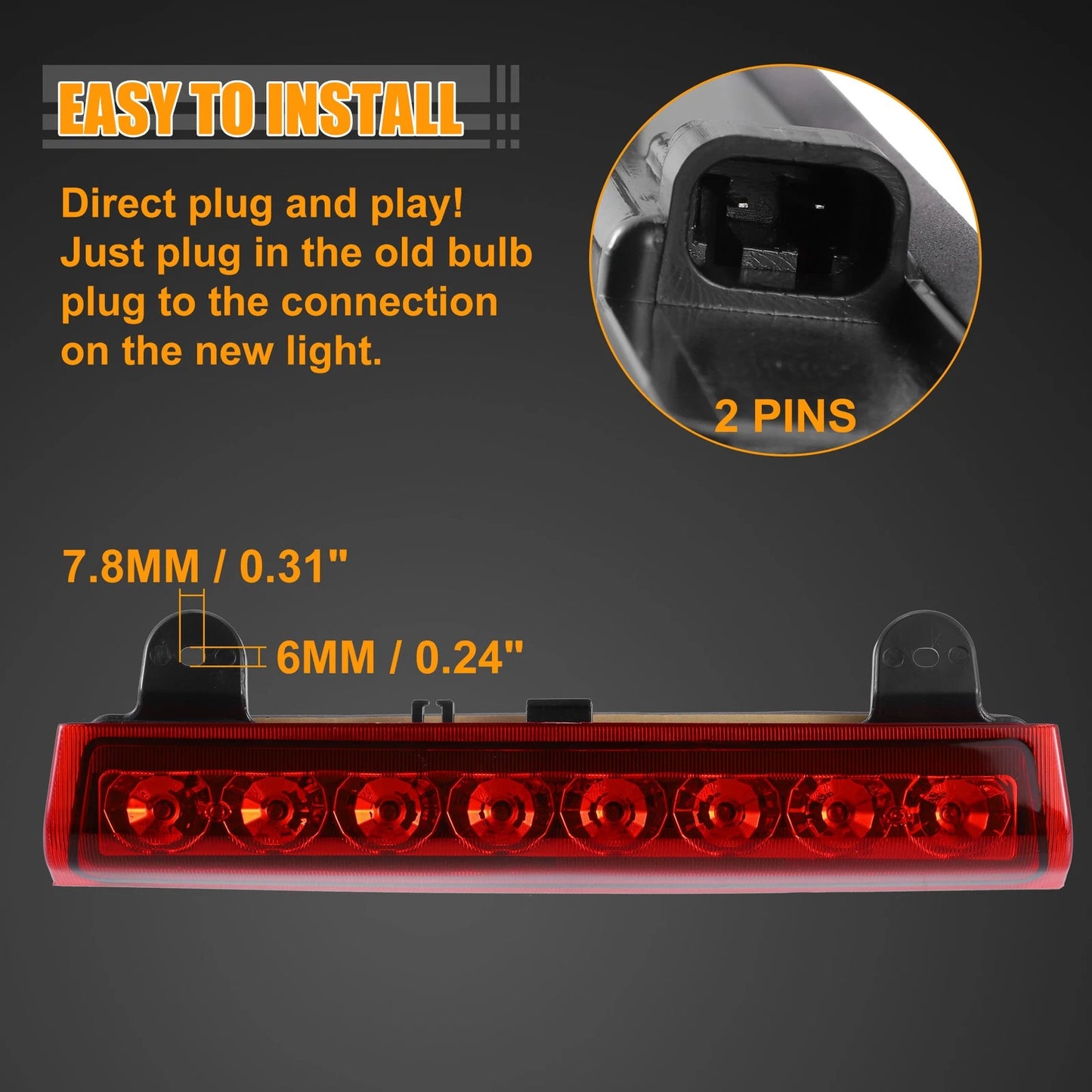 LED Third High Mount Brake Light for Chevrolet Suburban Black Red