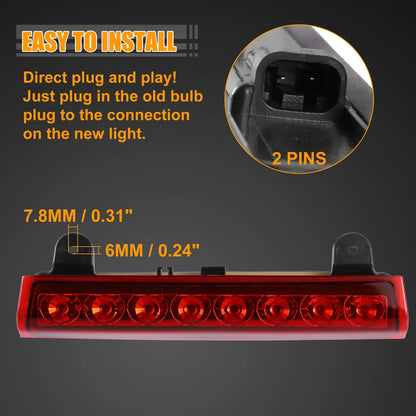 LED Third High Mount Brake Light for Chevrolet Suburban Black Red