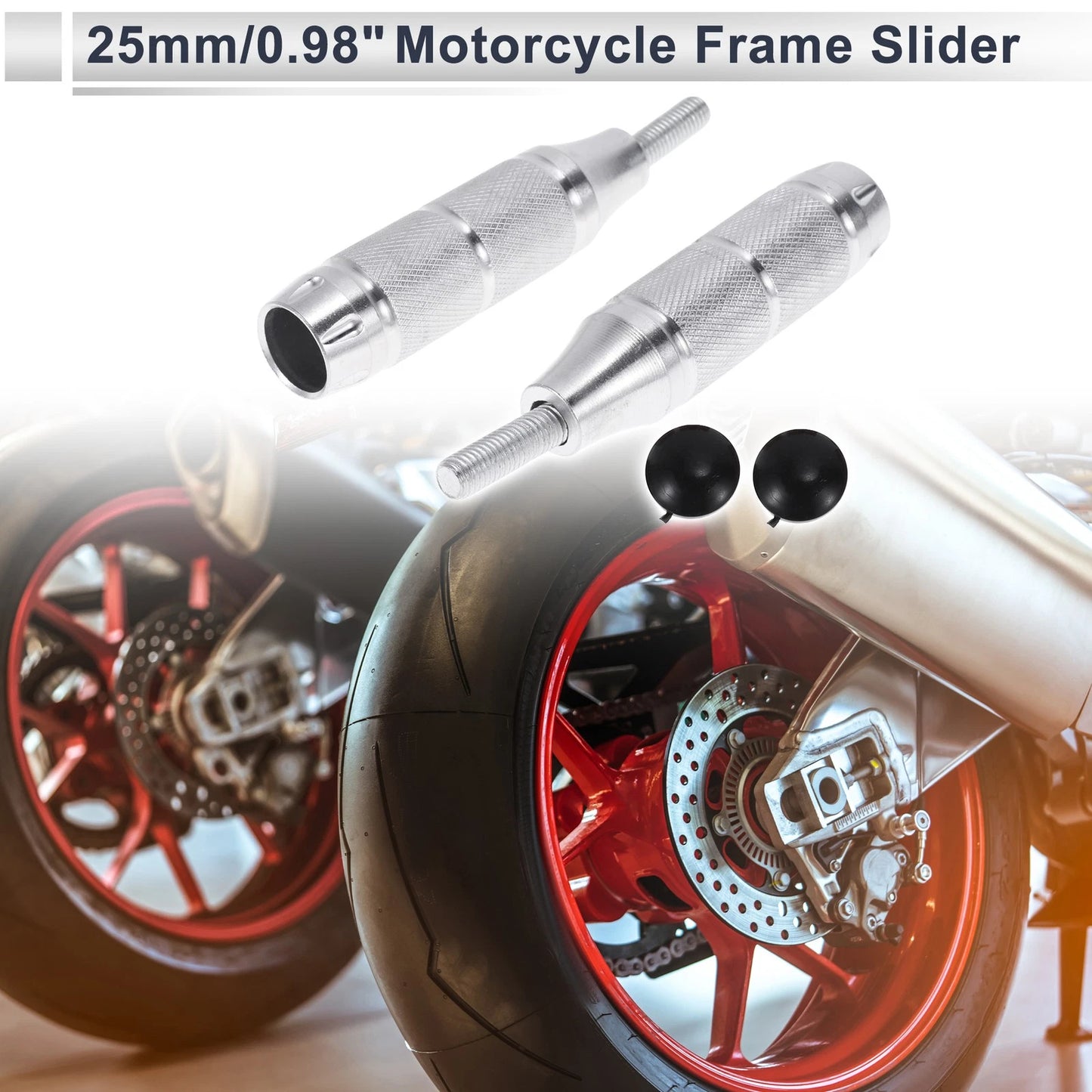 0.71in Aluminum Alloy Motorcycle Slider Frame 2 x Silver Tone for Motorcycle