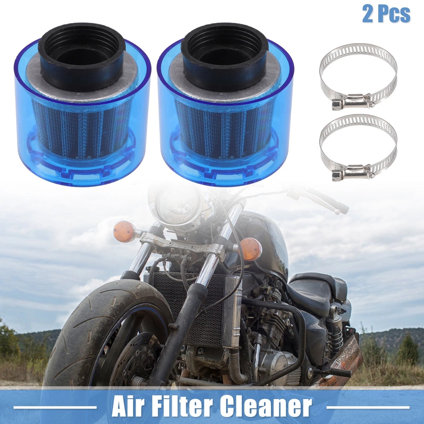 Air Filter Cleaner Straight 40mm/1.57 for 110-125cc Blue 2x Motorcycles