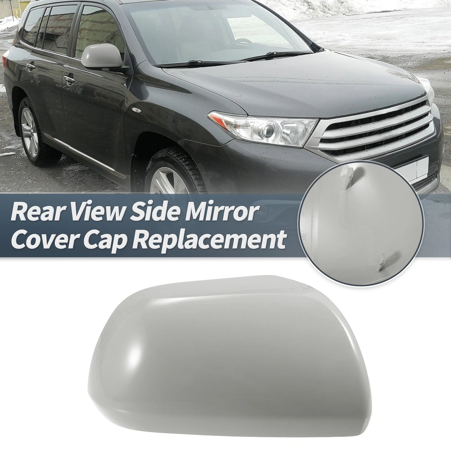 Right Side Mirror Cover Cap Gray for Toyota Highlander (2009–2014)