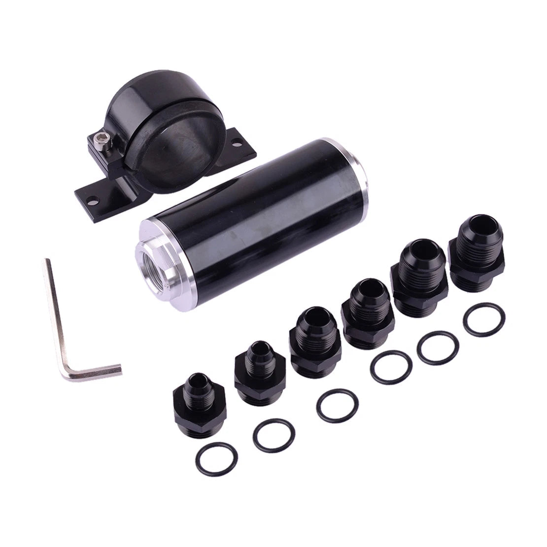 Inline Fuel Filter Adapter 6AN 8AN 10AN with 50MM Mount Bracket for Universal