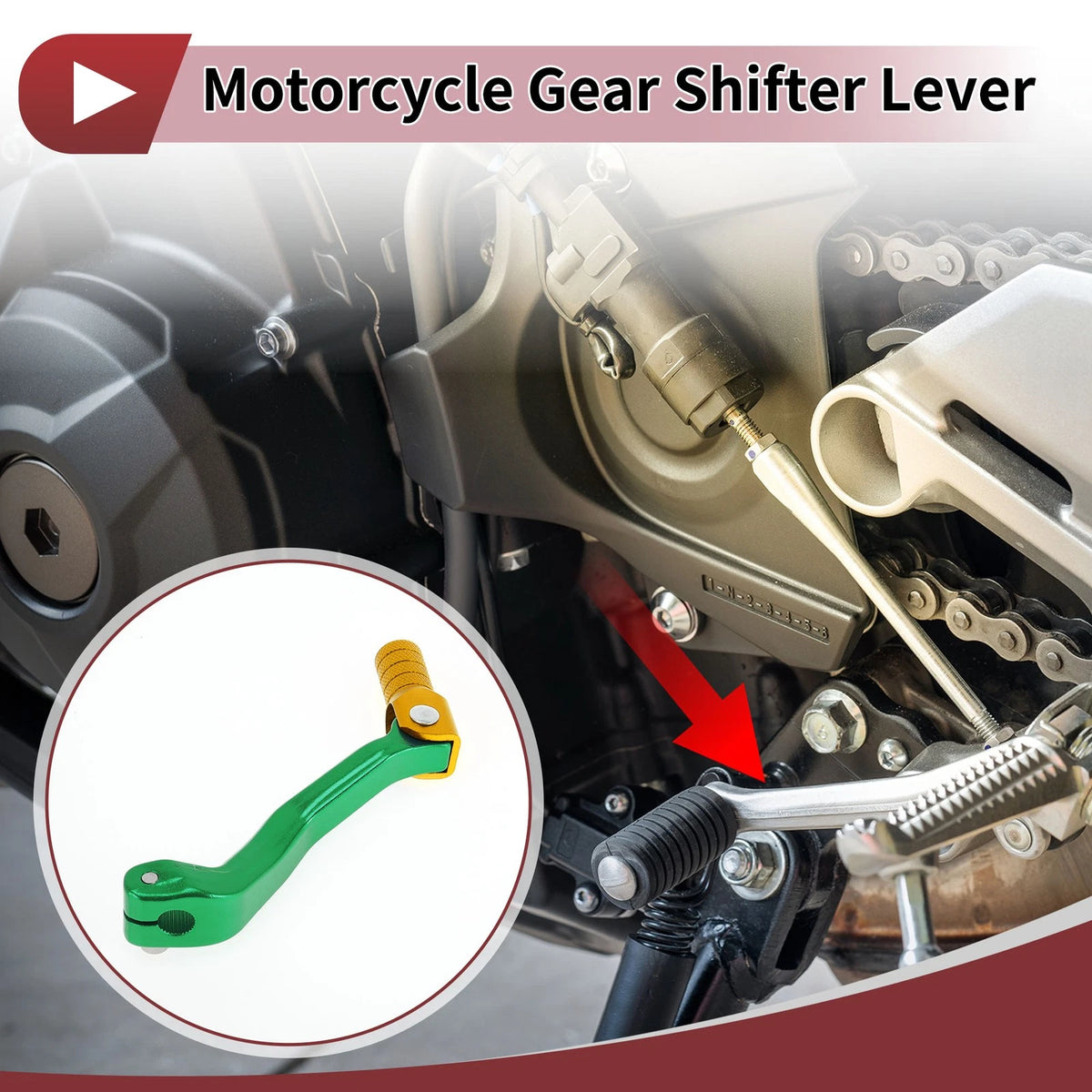 Folding Gear Shifter Lever Green Gold Tone for Kayo T2