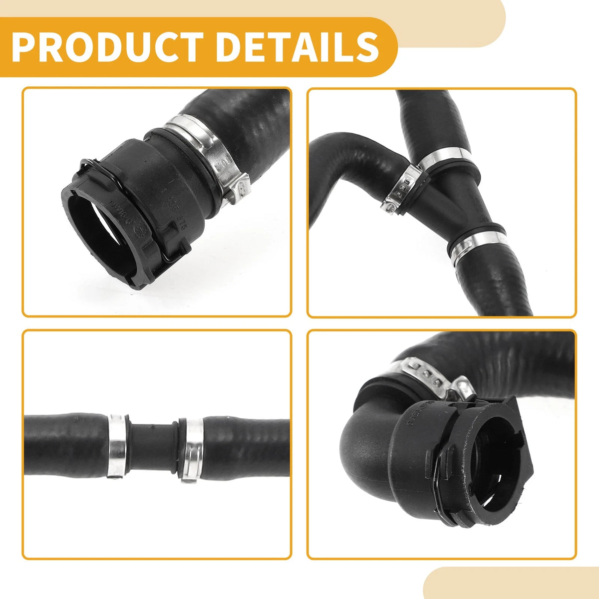 Radiator Hose Rubber Black for BMW 525i 530i (2004-2005) 1 x