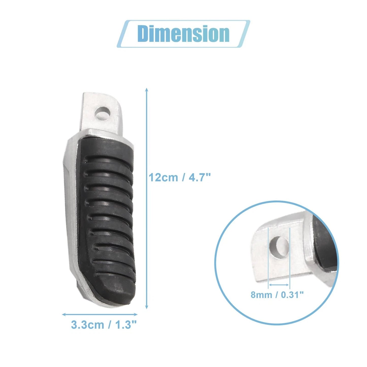 1 Pair 8mm Aluminum Alloy Footrest Footpeg for Motorcycle