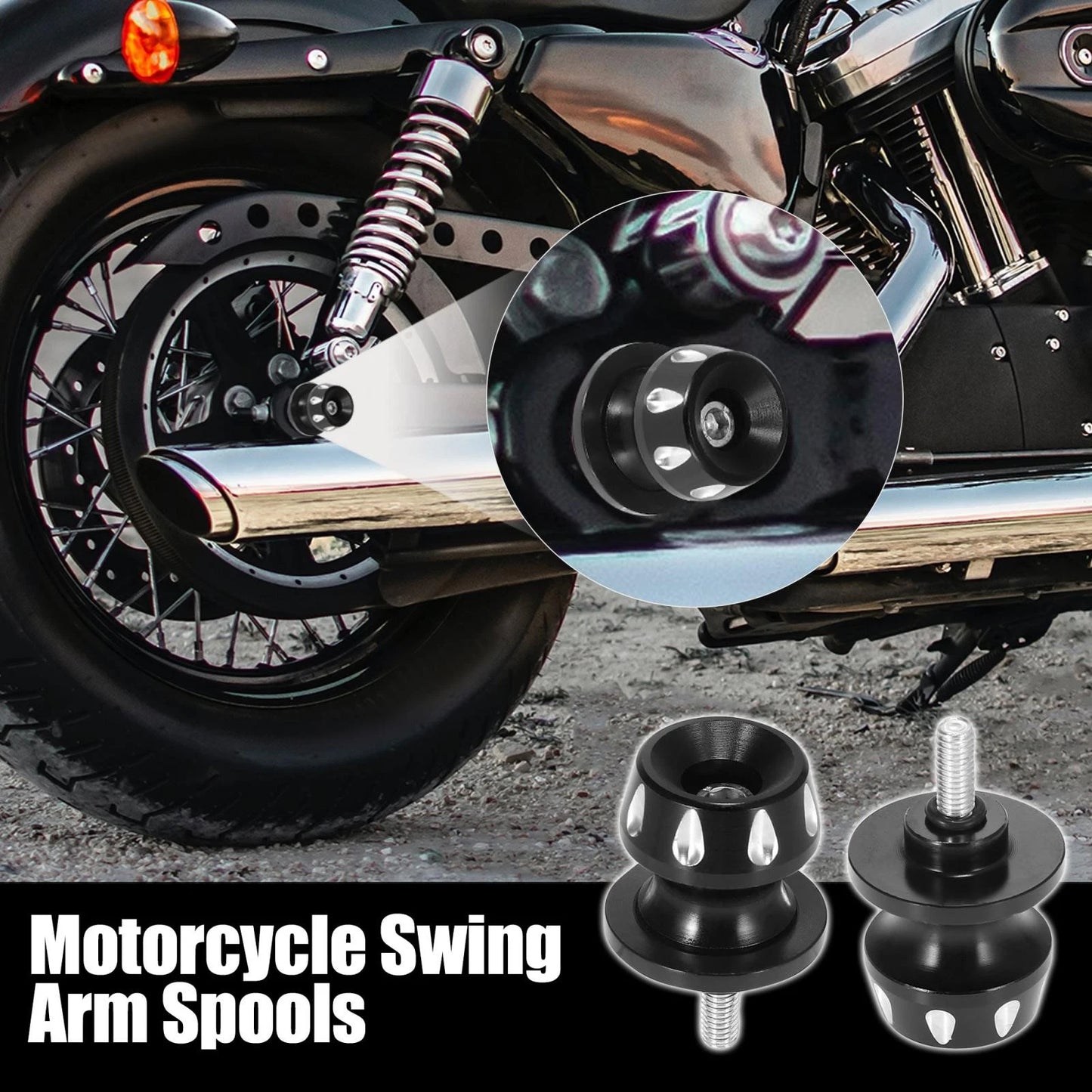 2 x Swing Arm Spools Sliders Stand Screw 6mm M6x1.0 Black for Yamaha