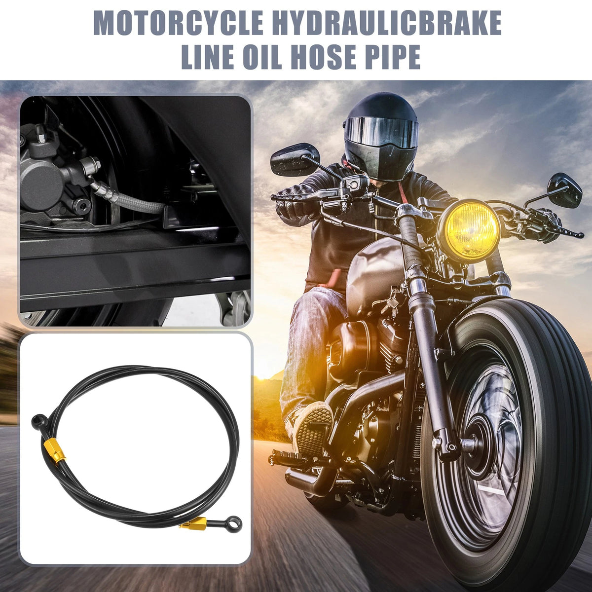 150cm 10mm ID Motorcycle Brake Line Hose 28° 0° Black