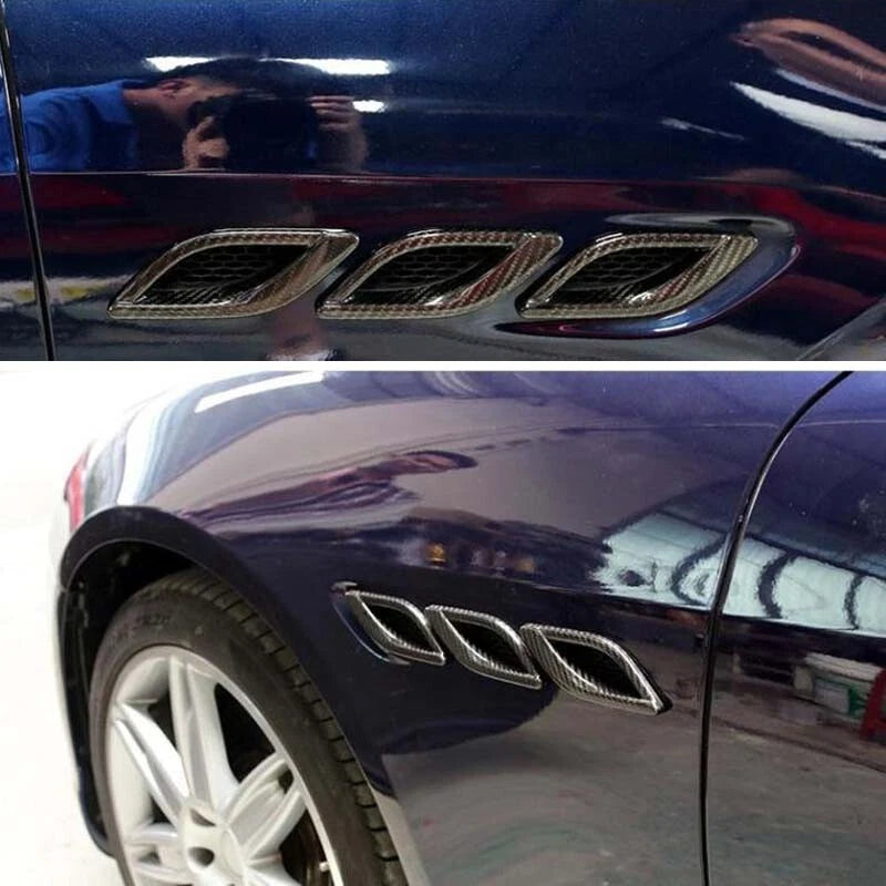 For Quattroporte Dry Real Carbon Fiber Side Fender Air Outlet Vent Cover Trim