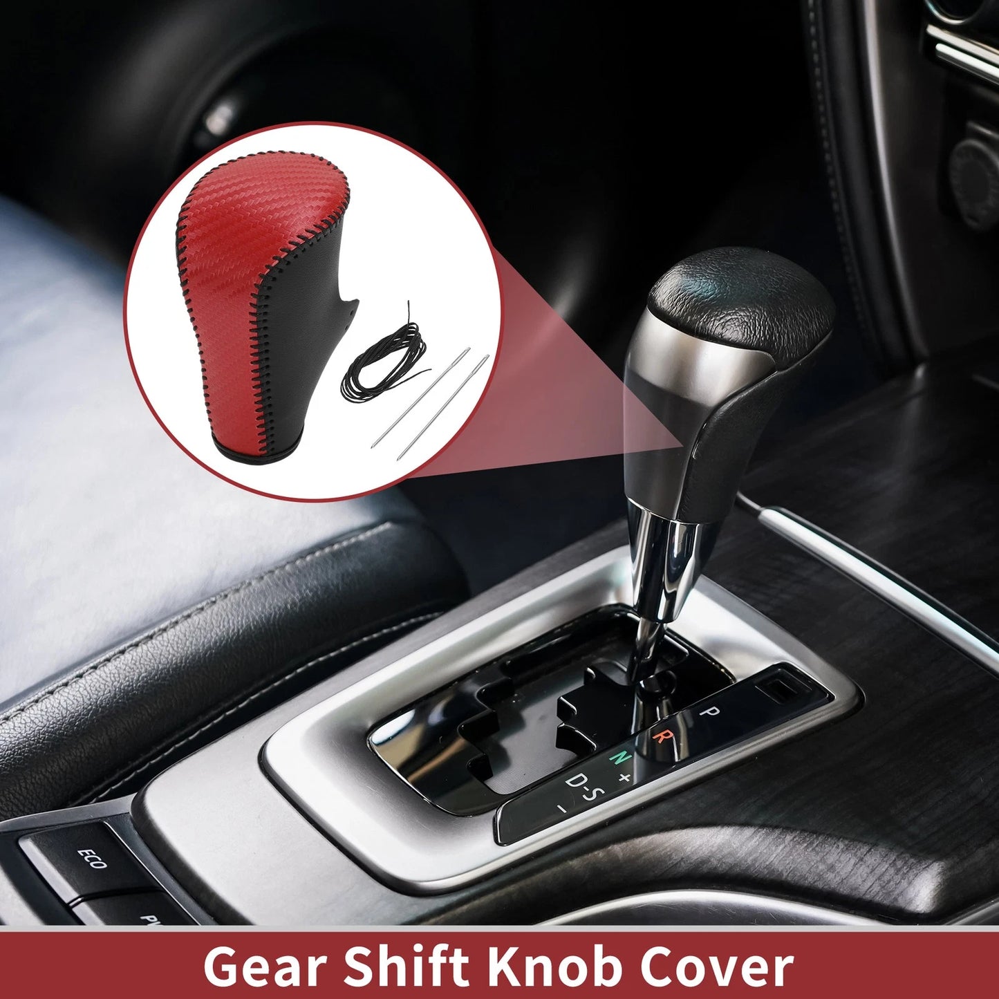 Gear Shift Knob Cover for Honda Accord 2008-2012 Red Carbon Fiber