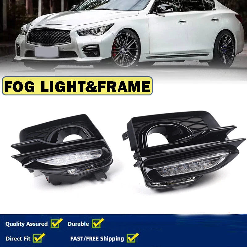 LED Fog Turn Signal Light + Bezel Cover for Infiniti Q50S Sport (2014-2019)