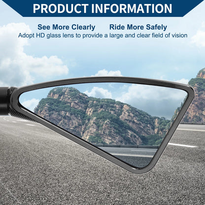 M8/M10 Triangle Rear View Mirrors Black Aluminum Alloy for Motorcycle