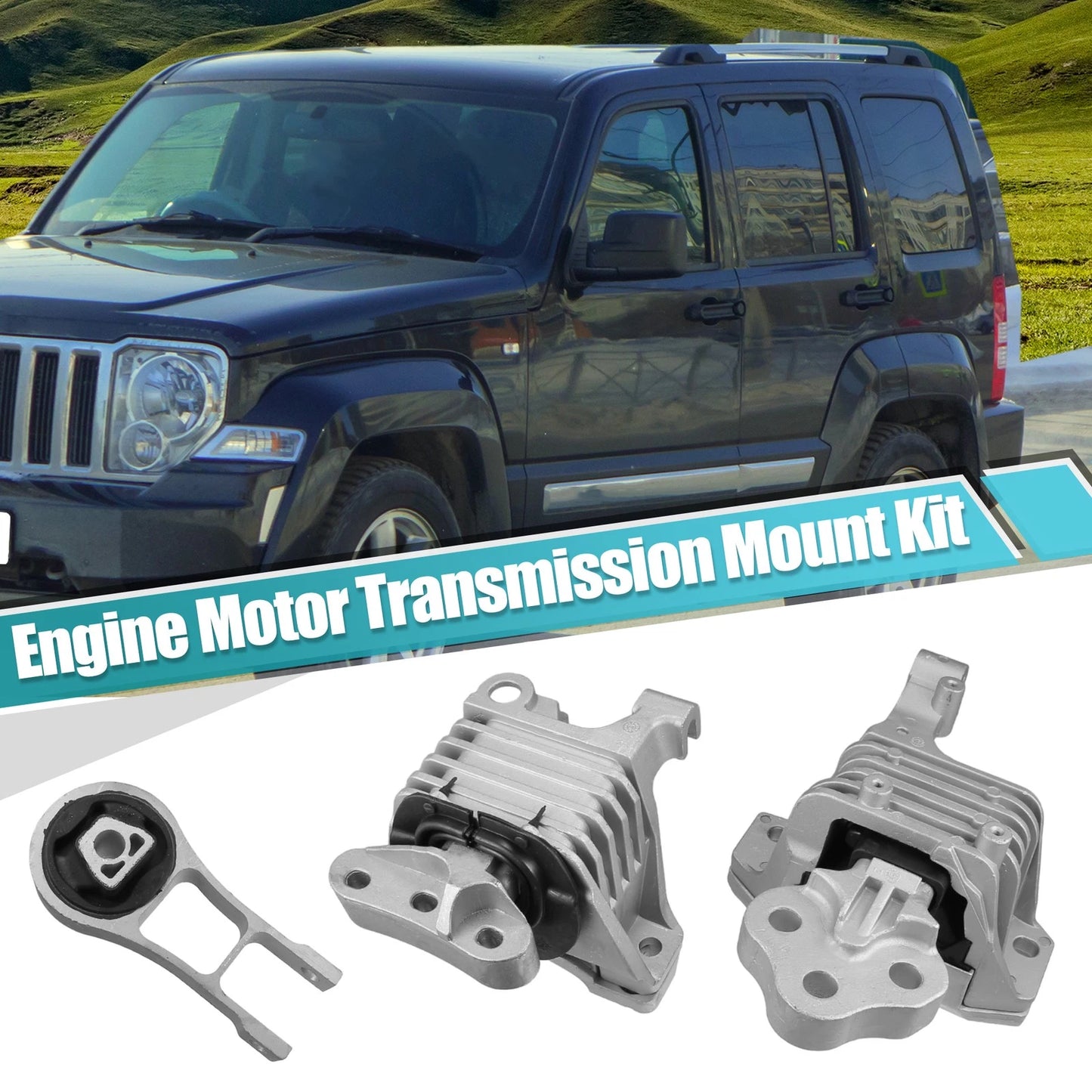 Engine Motor Transmission Mounts Set for Jeep Cherokee, Chrysler 200 2.4L (2011-2017)