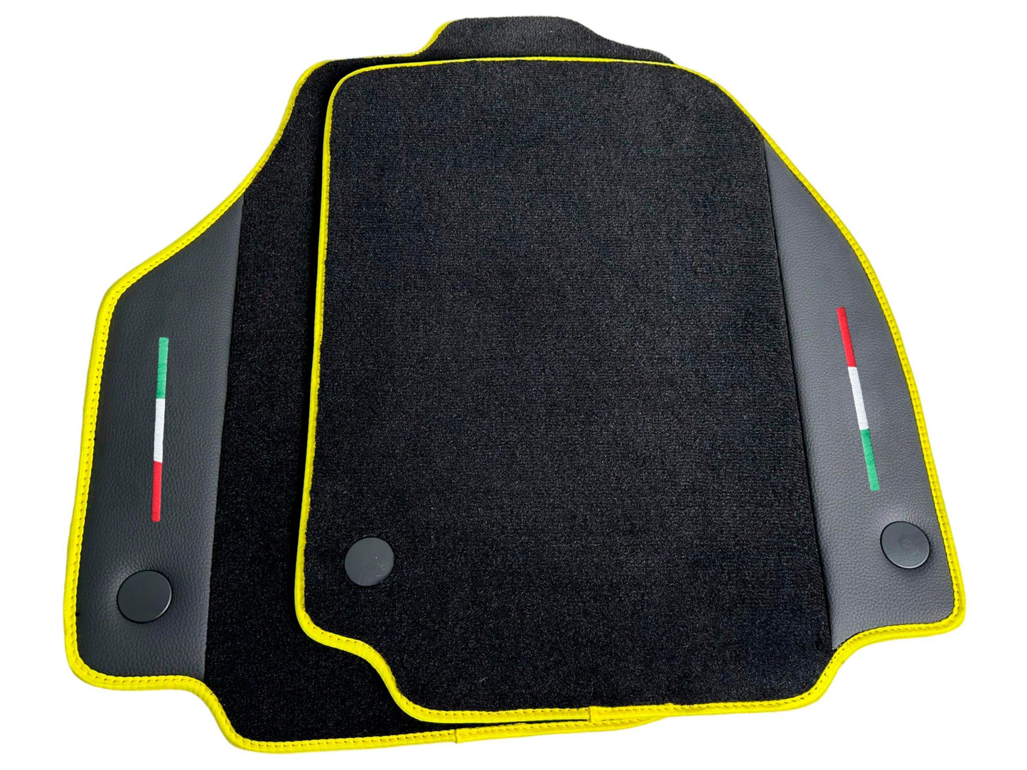 Floor Mats for Ferrari 488 GTB Black Tailored Carpets with Yellow Trim