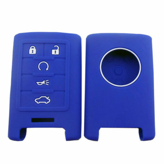 1pc Blue Silicone FOB Cover Remote Key Case 5 Buttons fit for Cadillac ATS SRX