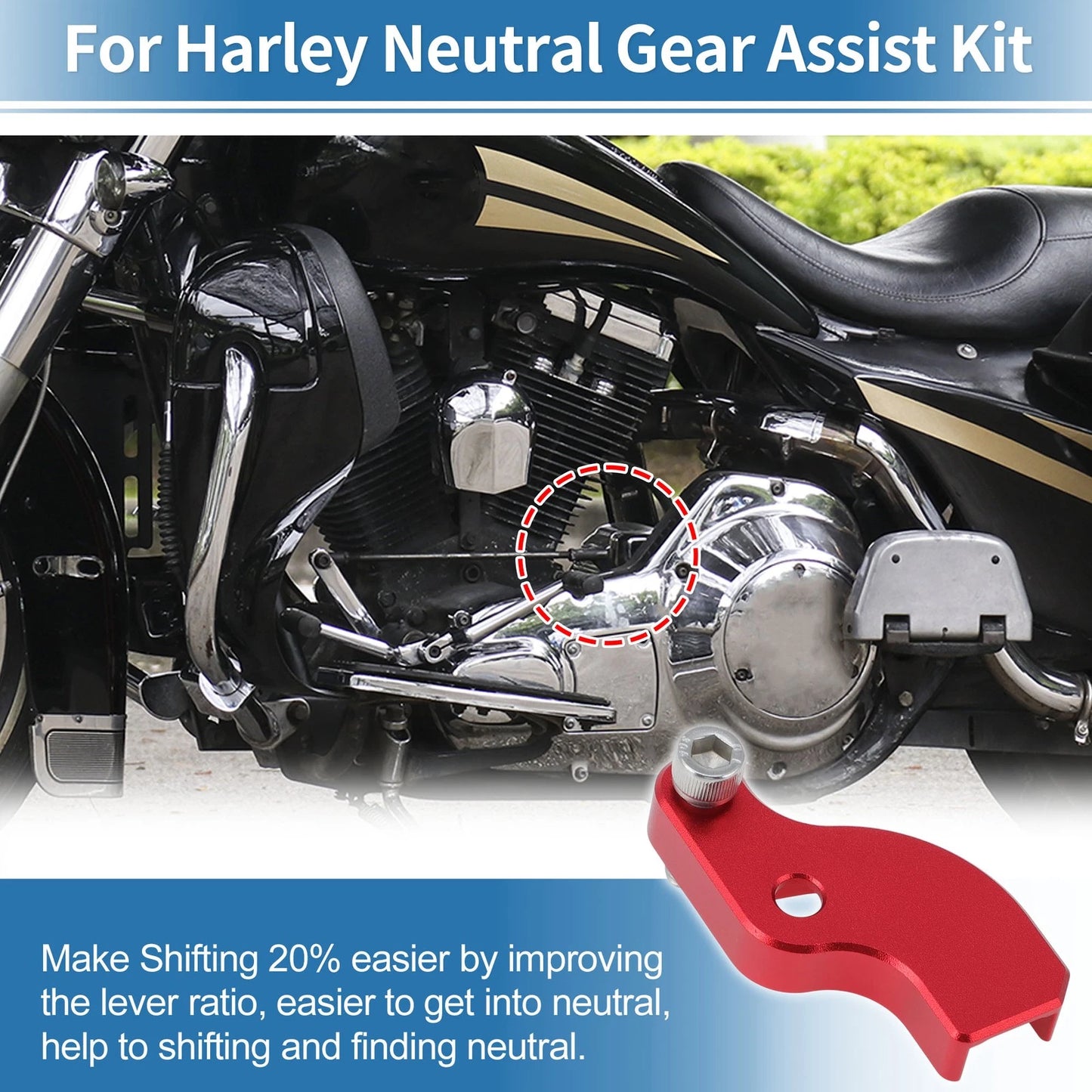 Neutral Gear Shift Assist Red for Harley-Davidson Touring Softail (2018–2025)