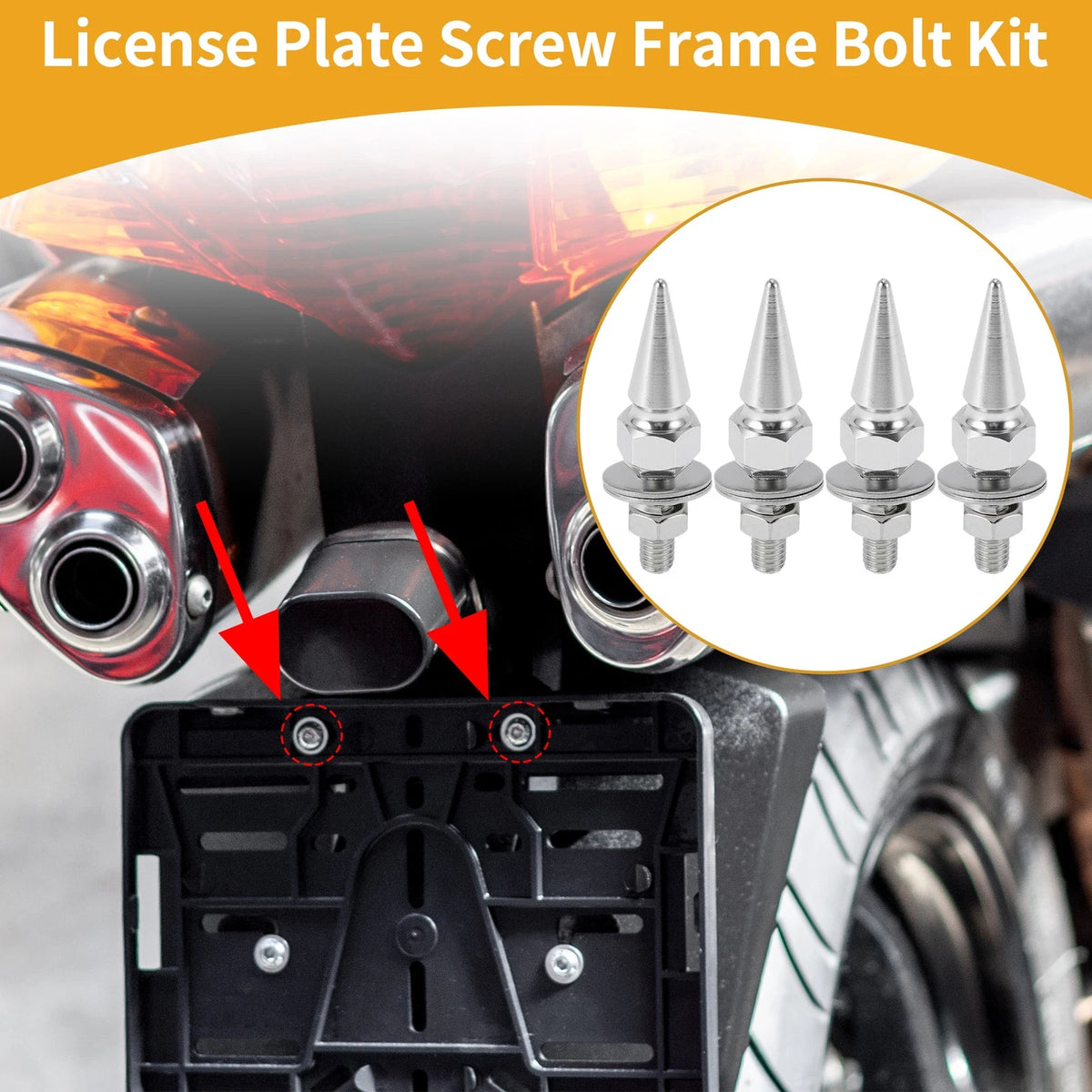 License Plate Screws Cover / 54mm Silver Tone 4 Pcs / Universal Motorcycle