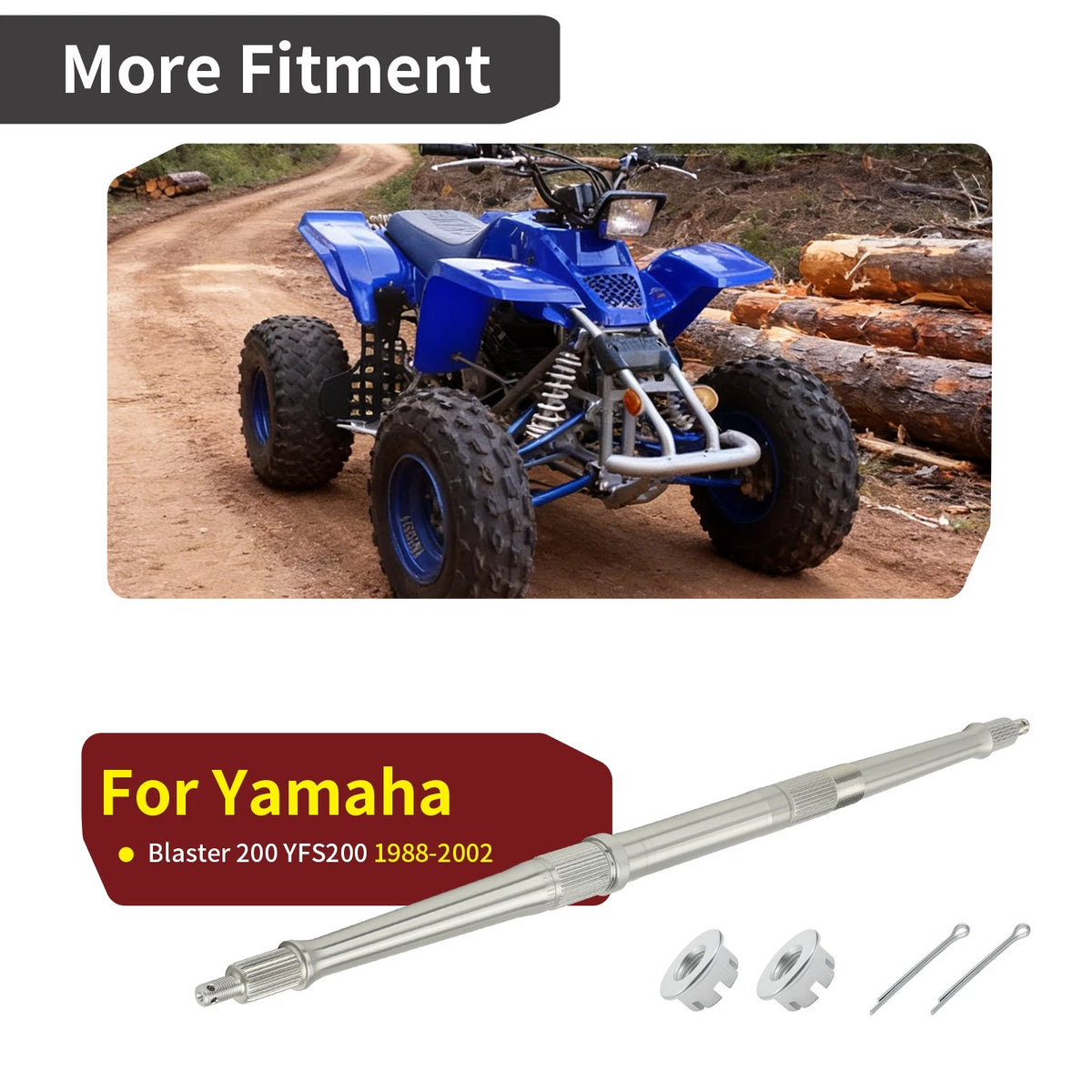 Rear Wheel Axle Shaft & Nut for Yamaha Blaster 200 (1988–2002)