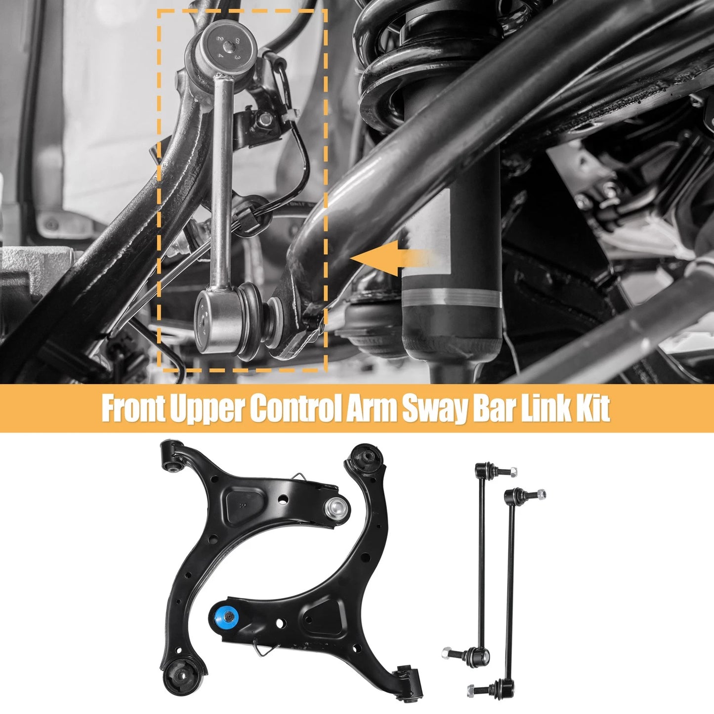 6 Pcs Front Lower Control Arms Sway Bars for Hyundai Santa Fe (2007-2012)