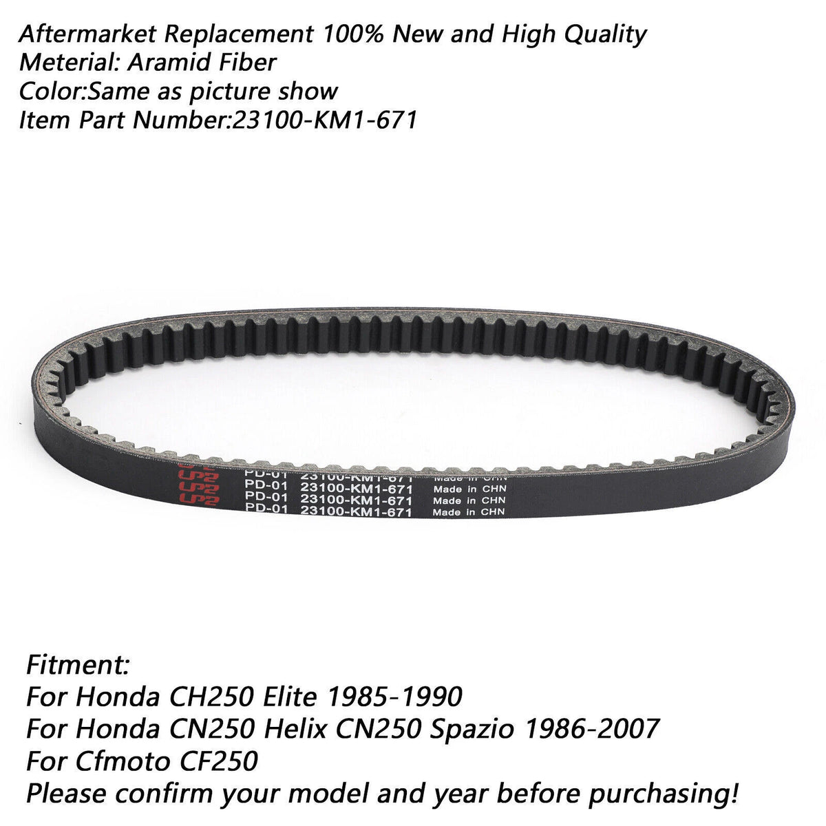 V-Belt Drive Belt for Honda CH250 Elite CN250 Helix Spazio (1985-2007)
