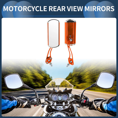 M8/M10 Rear View Mirrors, Orange Alloy, 2 x Handlebar Mirrors for Motorcycle