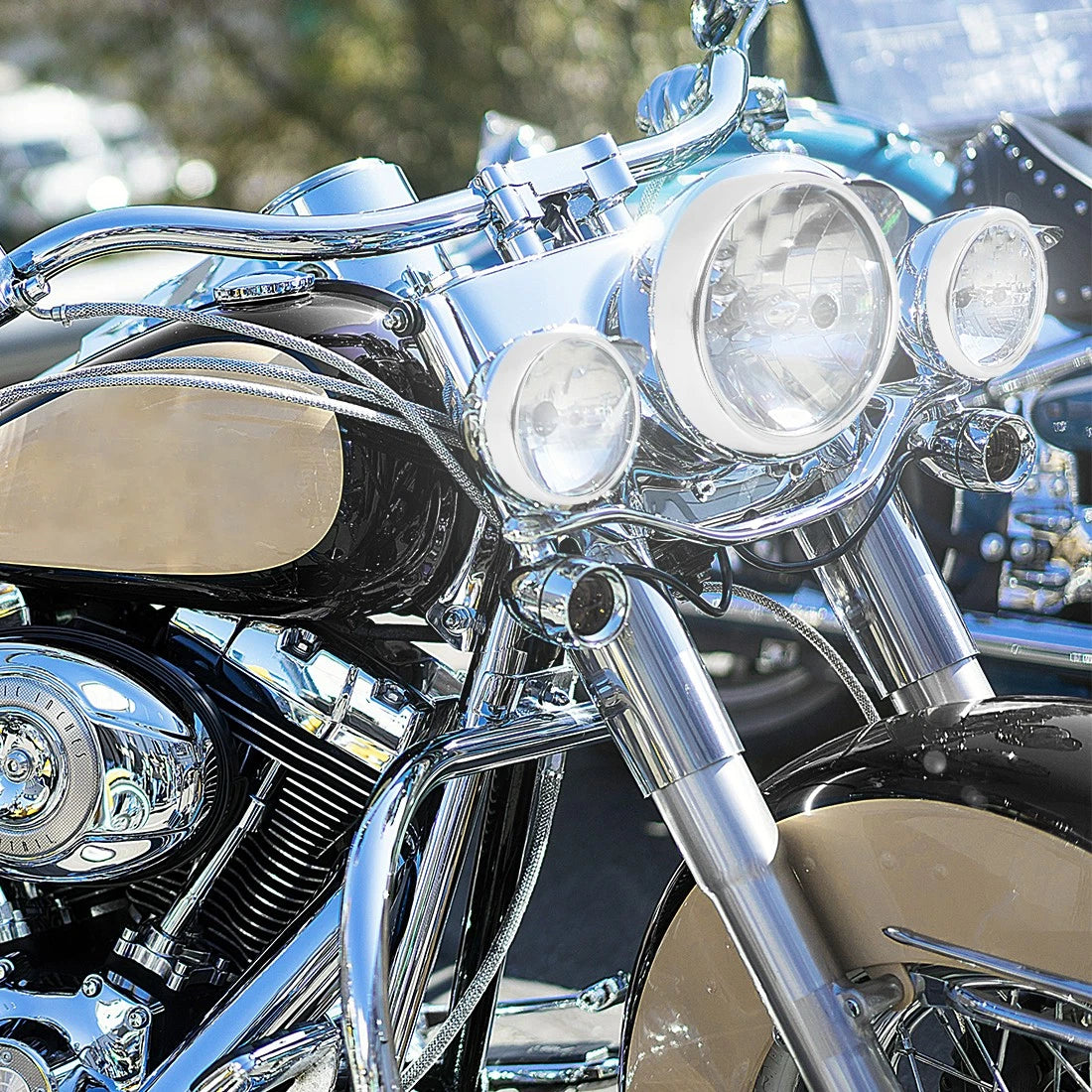 7" & 4.5" Headlight Fog Light Trim Ring for Harley-Davidson Dyna