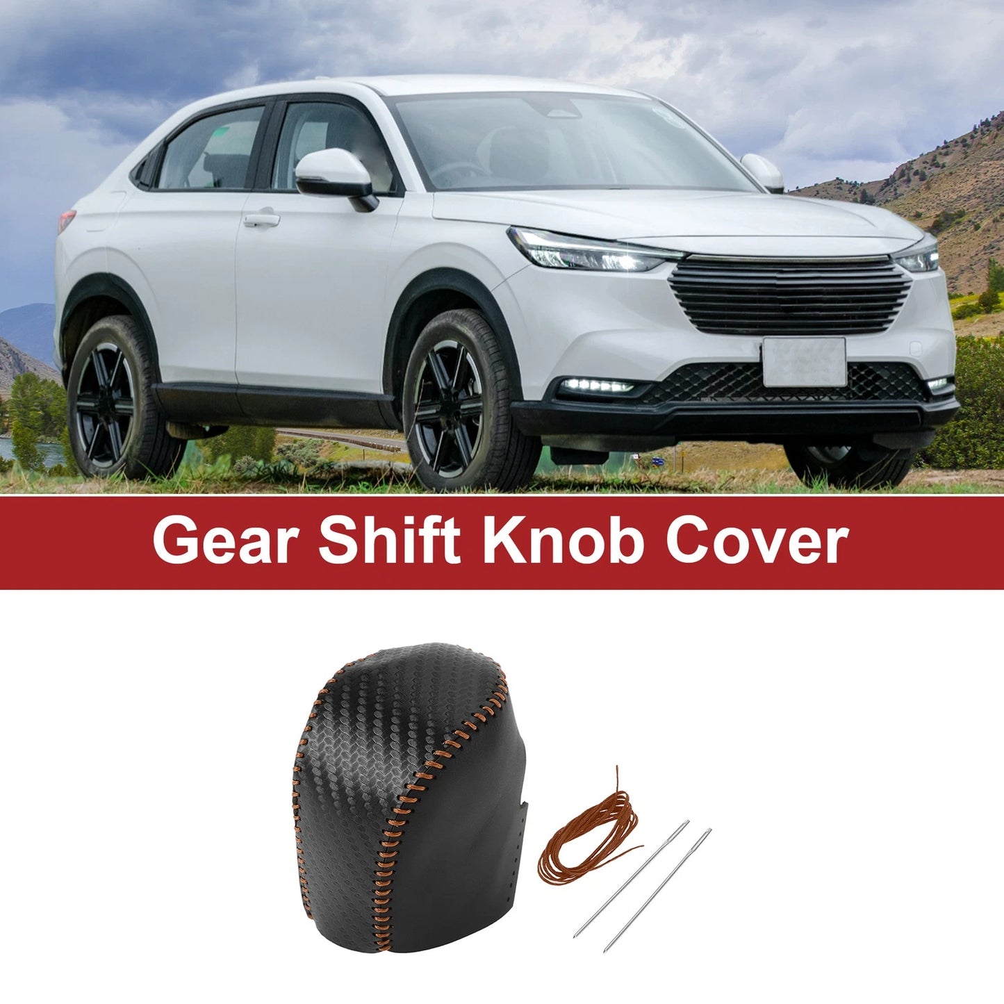 1 Pc Gear Shift Knob Cover for Honda HR-V (2023-2024) Black Carbon Fiber
