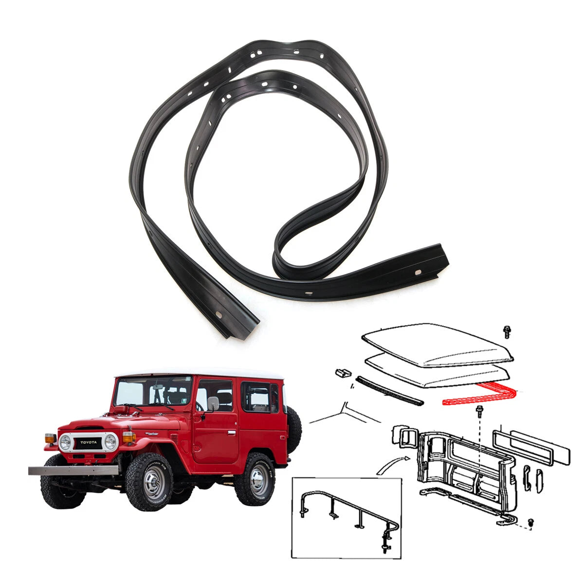 Roof Drip Moulding for Toyota Land Cruiser BJ45 FJ45 HJ45 HJ47 1979-1984