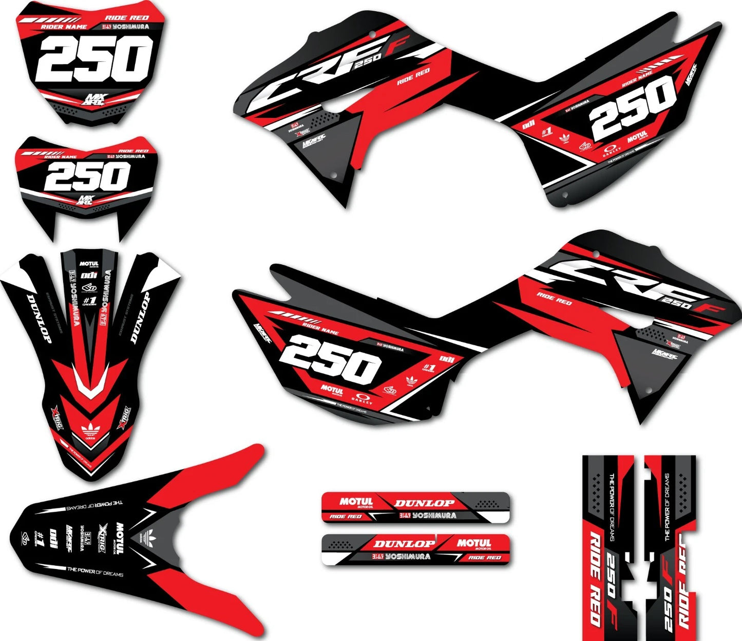 Full Custom Graphic Decals for Honda CRF 250 F (2019-2024)