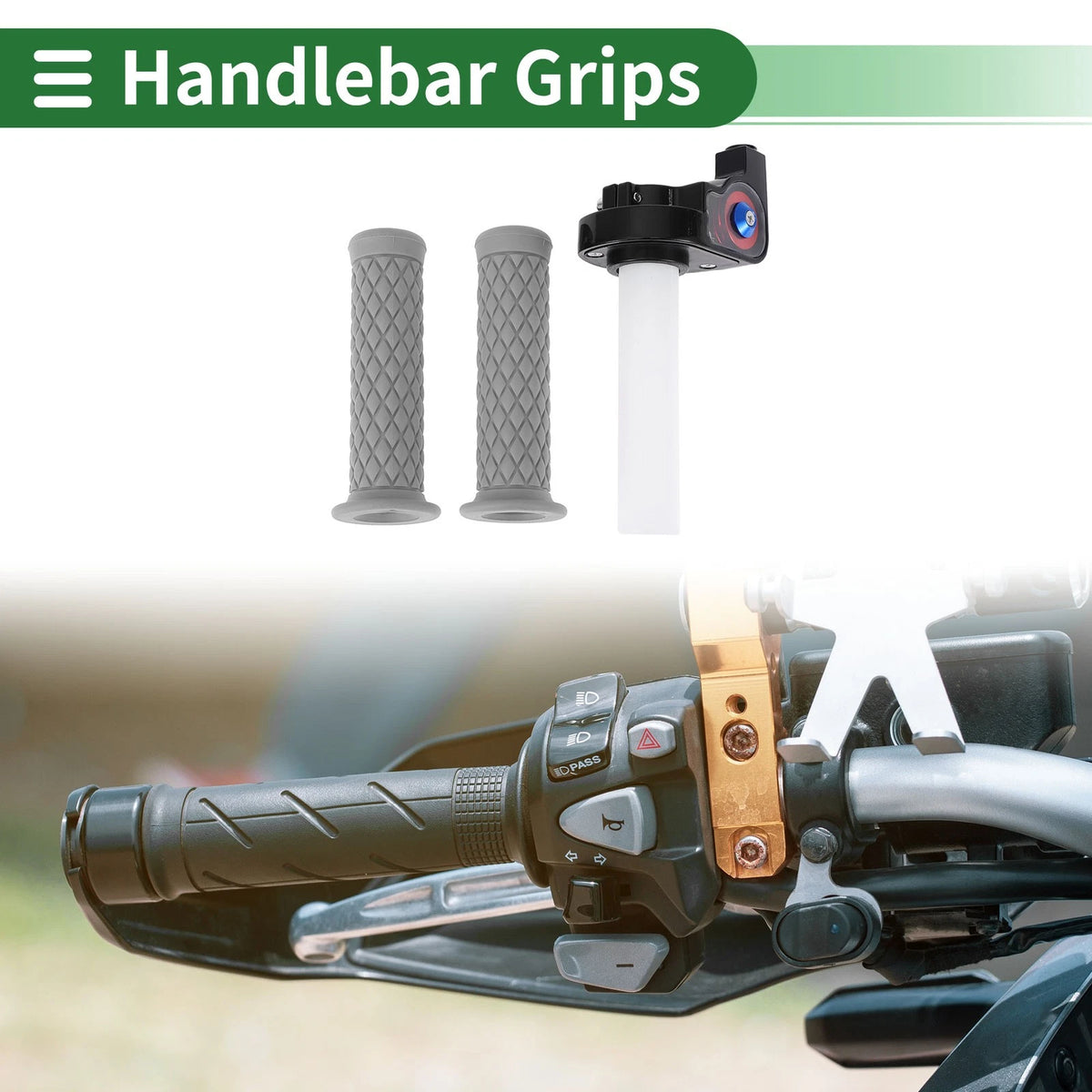 7/8" 22mm / Hand Grips Cover Kit Handlebar Cover Rubber Gray for Motorcycle