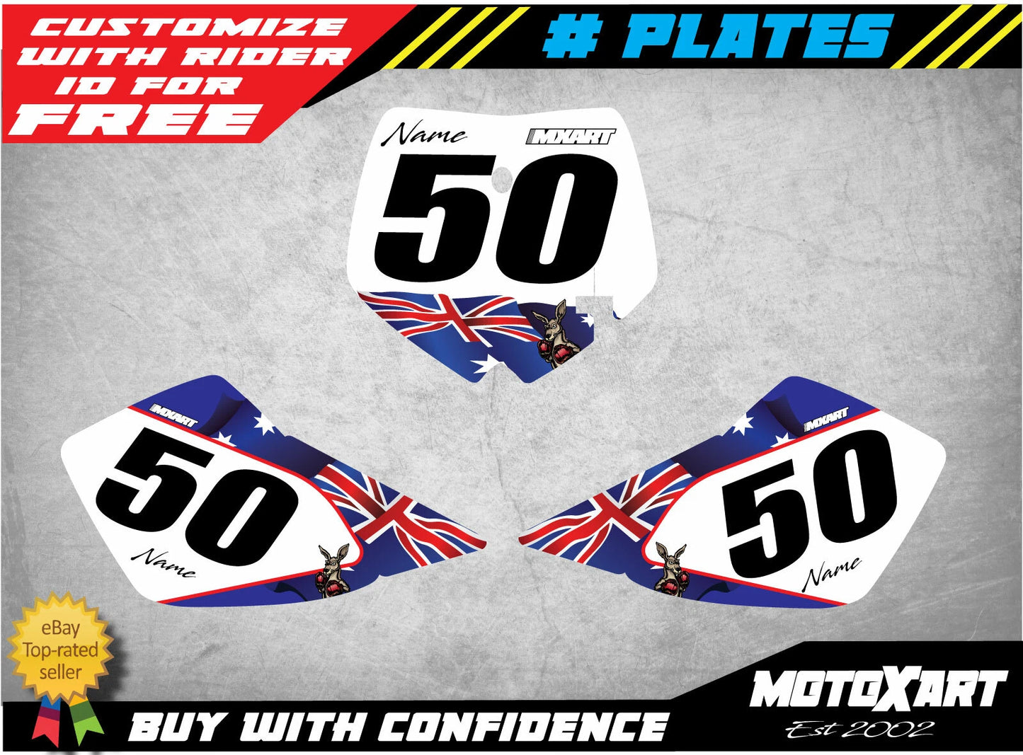 Aussie Style Custom Number Plates for KTM 50 (2002-2008) Decals