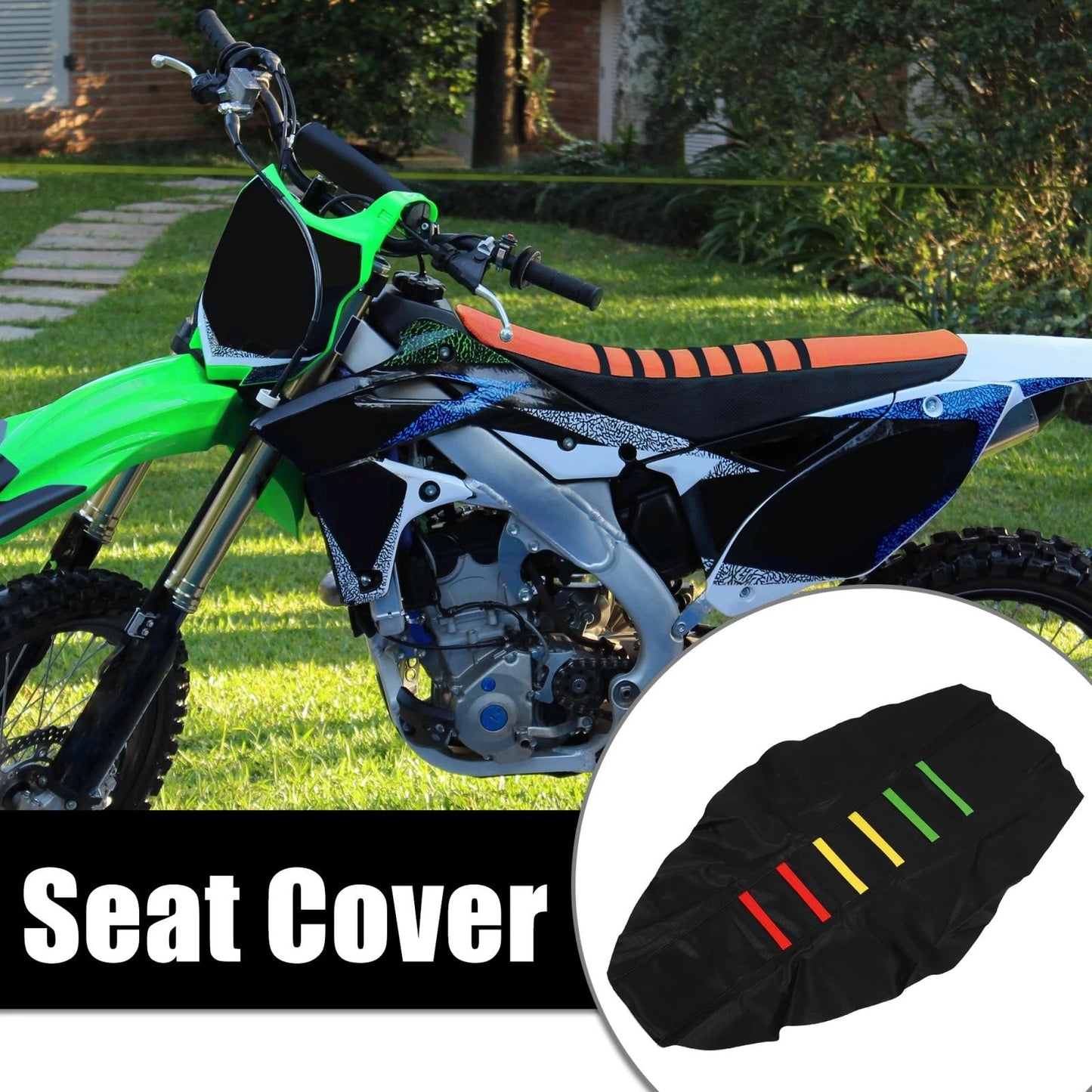 Motorcycle Pit Dirt Bike Faux Leather Soft Seat Cover Seat Cushion Multicolor