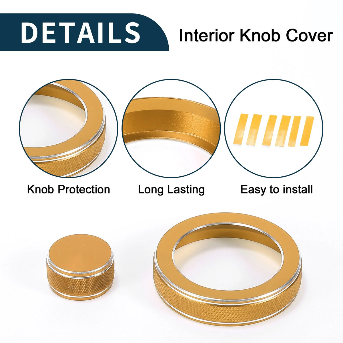 Media Knob Covers 4 x Gold Tone for Land Rover Range Rover Evoque (2012-2018)