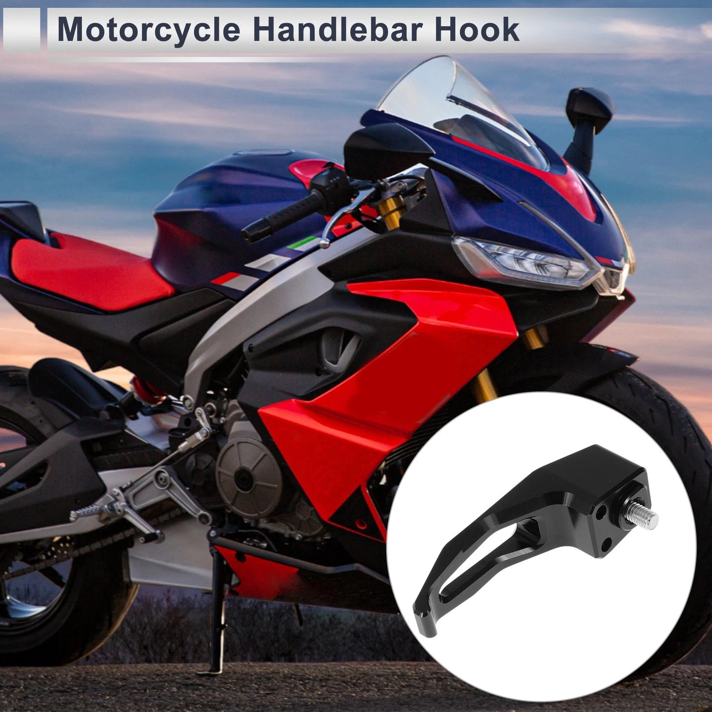 Square Aluminum Motorcycle Hanging Hook 1Set Black 78mm Length