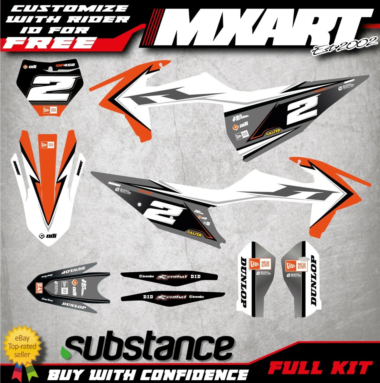 Premium Graphics Kit Stickers for KTM SXF 450 (2019-2021)