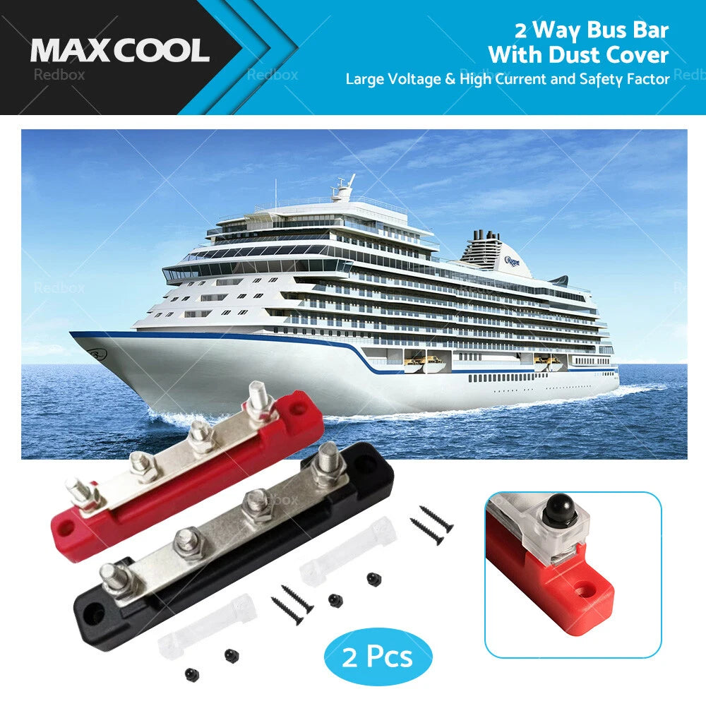Red & Black 12V 150A Bus Bar Power Distribution Terminal Block