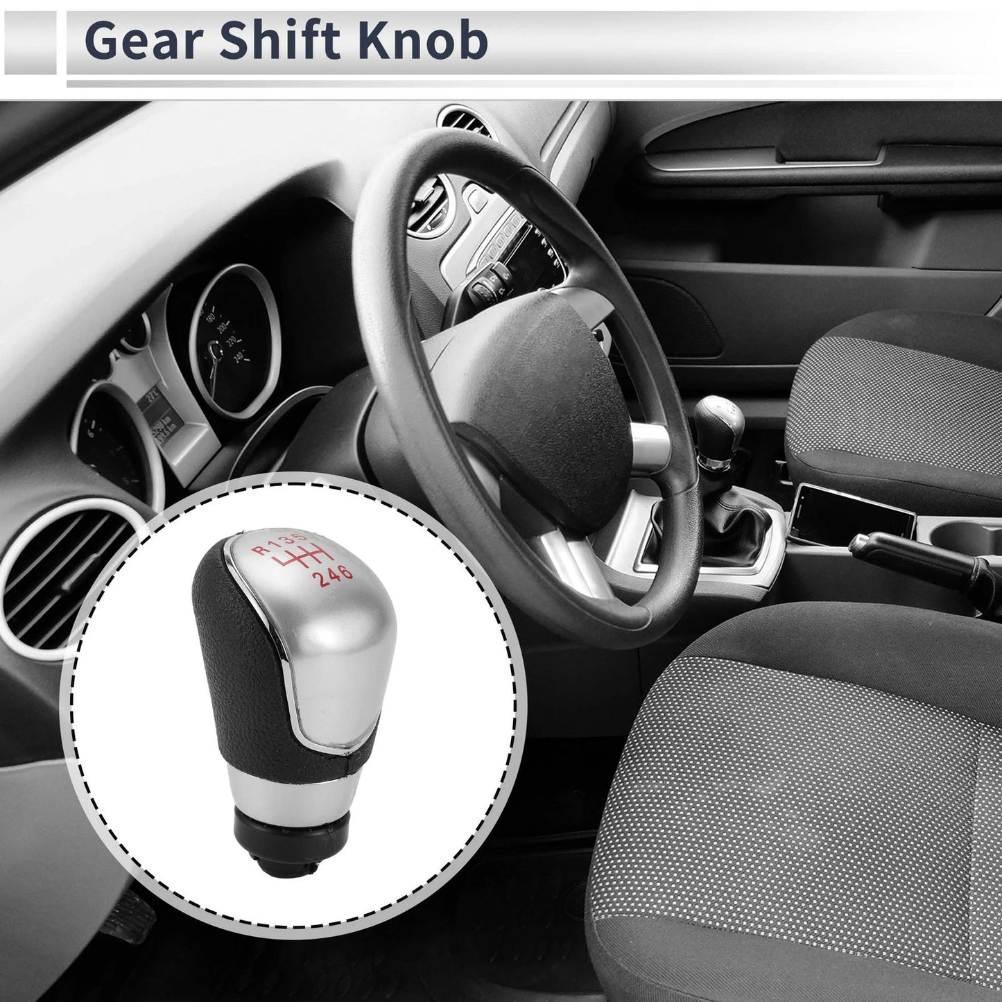 6 Speed Shift Knob for Ford Focus MK2 (2005-2011) - Plastic Stick Shifter Knob