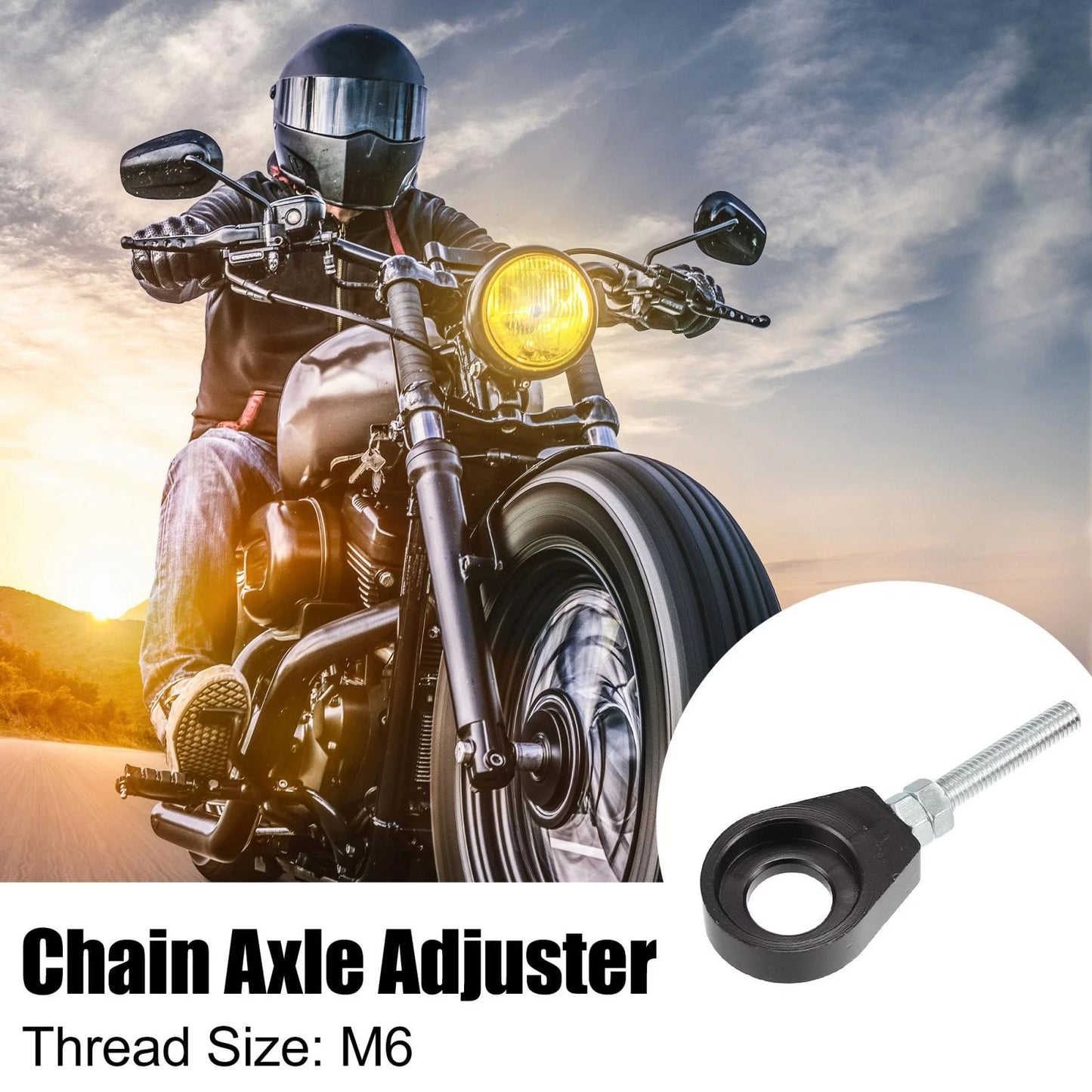 4pcs 15mm Dia Hole Black Universal Motorcycle Chain Axle Adjuster Tensioner