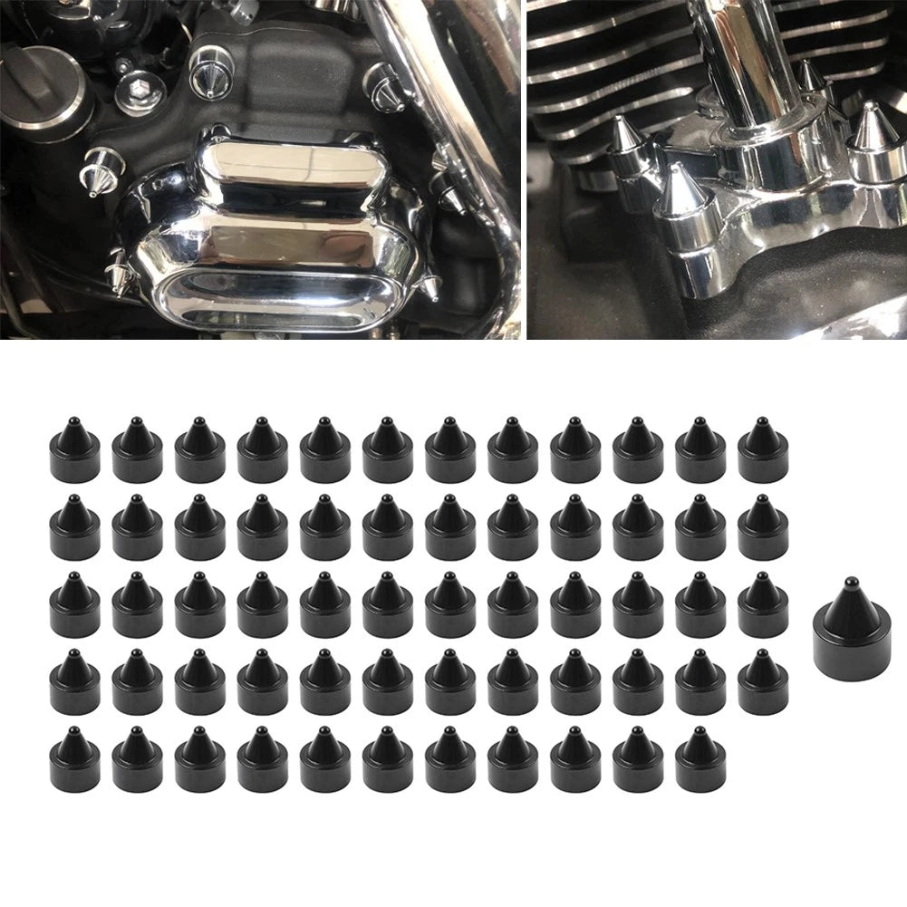 60x Black Engine Bolt Caps for Harley Heritage Softail Breakout Sportster