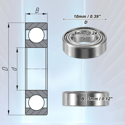 5 Pcs 6x10x3mm Deep Groove Ball Bearings Double Shield for Car Make Model
