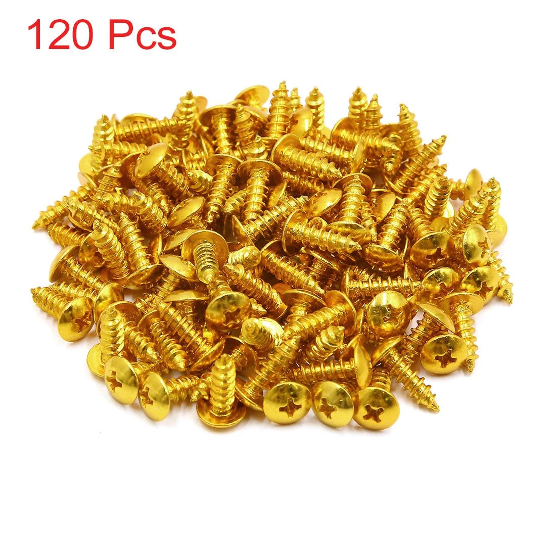 120pcs Universal Gold Tone Motorcycle Round Cross Head Self-Tapping Bolts Screws