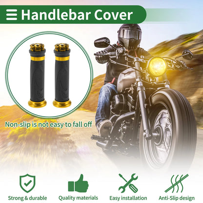 7/8" 22mm Hand Grip Cover for Motorcycle Grips Rubber Black Gold Tone