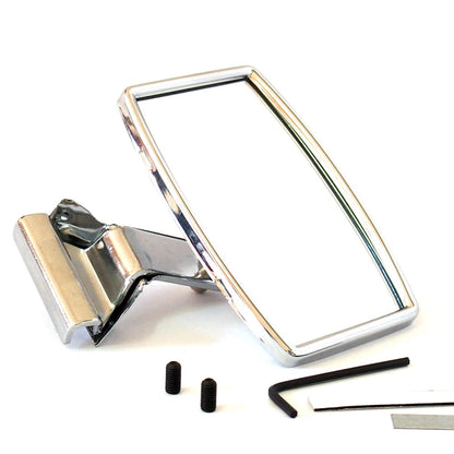 CLight -On Rectangular Stainless Mirror for Hotrod Classic Car Quarterlight