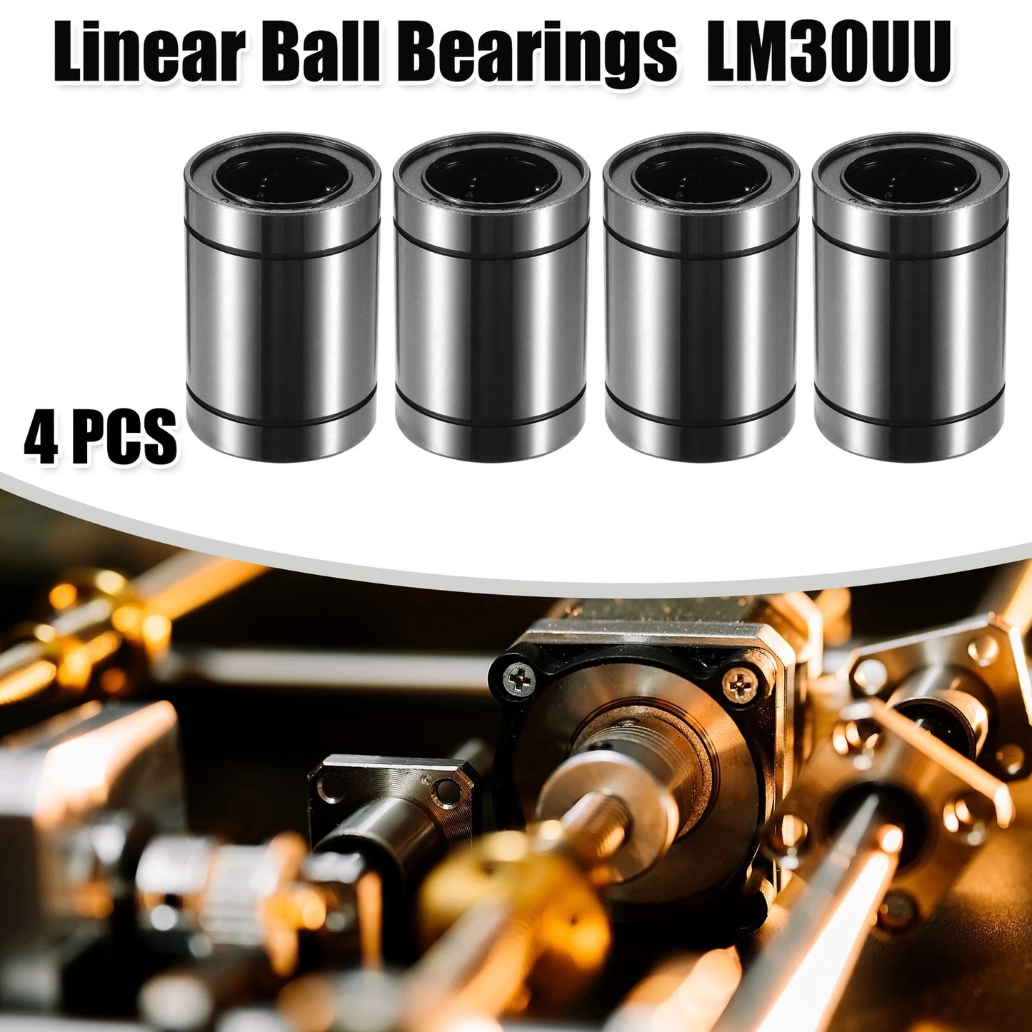 4 x LM30UU 30mm ID x 45mm OD x 64mm Length Car Linear Ball Bearings