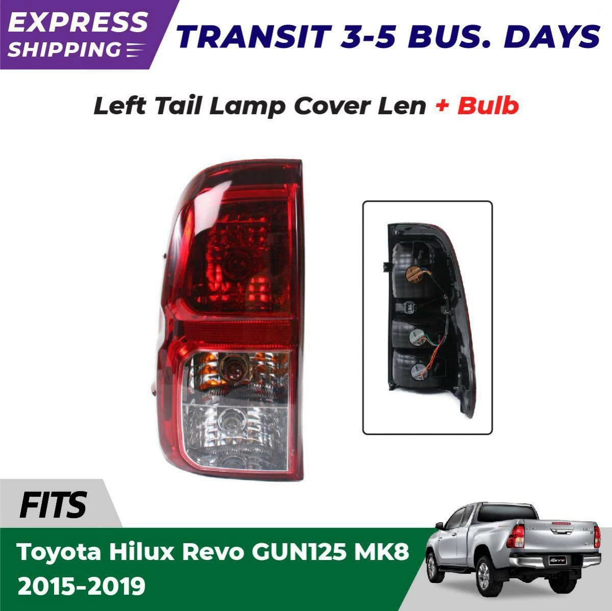LH Tail Light Rear Lamp Fits Toyota Hilux Revo SR5 GUN M70 M80 Truck 2015-19 DE