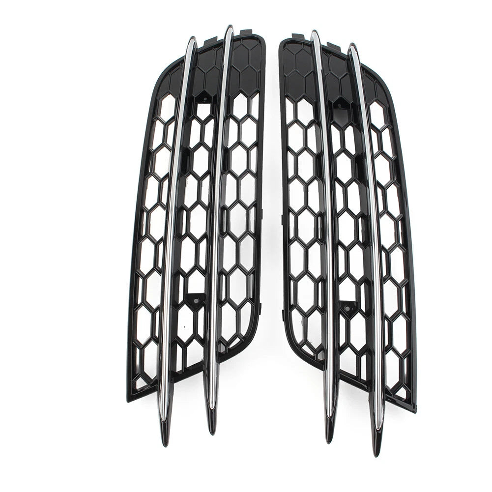 Front Bumper Honeycomb Mesh Fog Light Grille Cover for Audi A6 C7 (2012-2018)