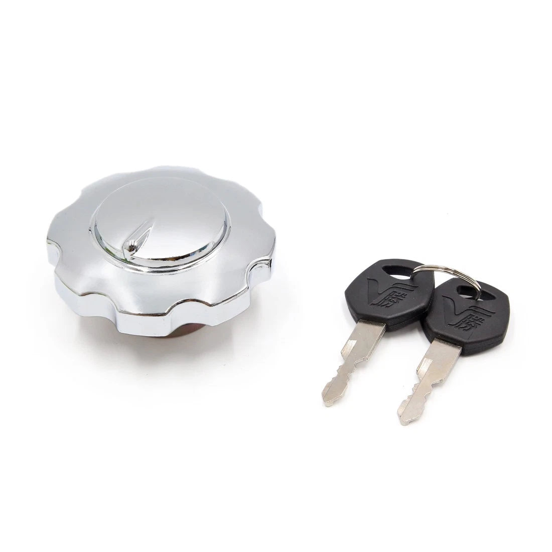 Silver Tone Metal Gas Cap Lock Cover 2 Keys for CG125