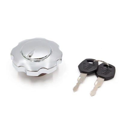 Silver Tone Metal Gas Cap Lock Cover 2 Keys for CG125
