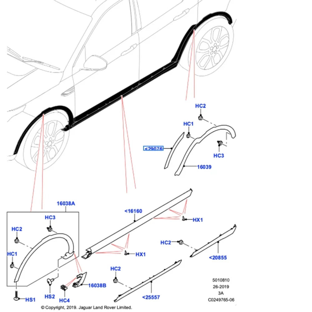 Rear Wheel Arch Molding for Land Rover Discovery Sport (2015-2022) Left