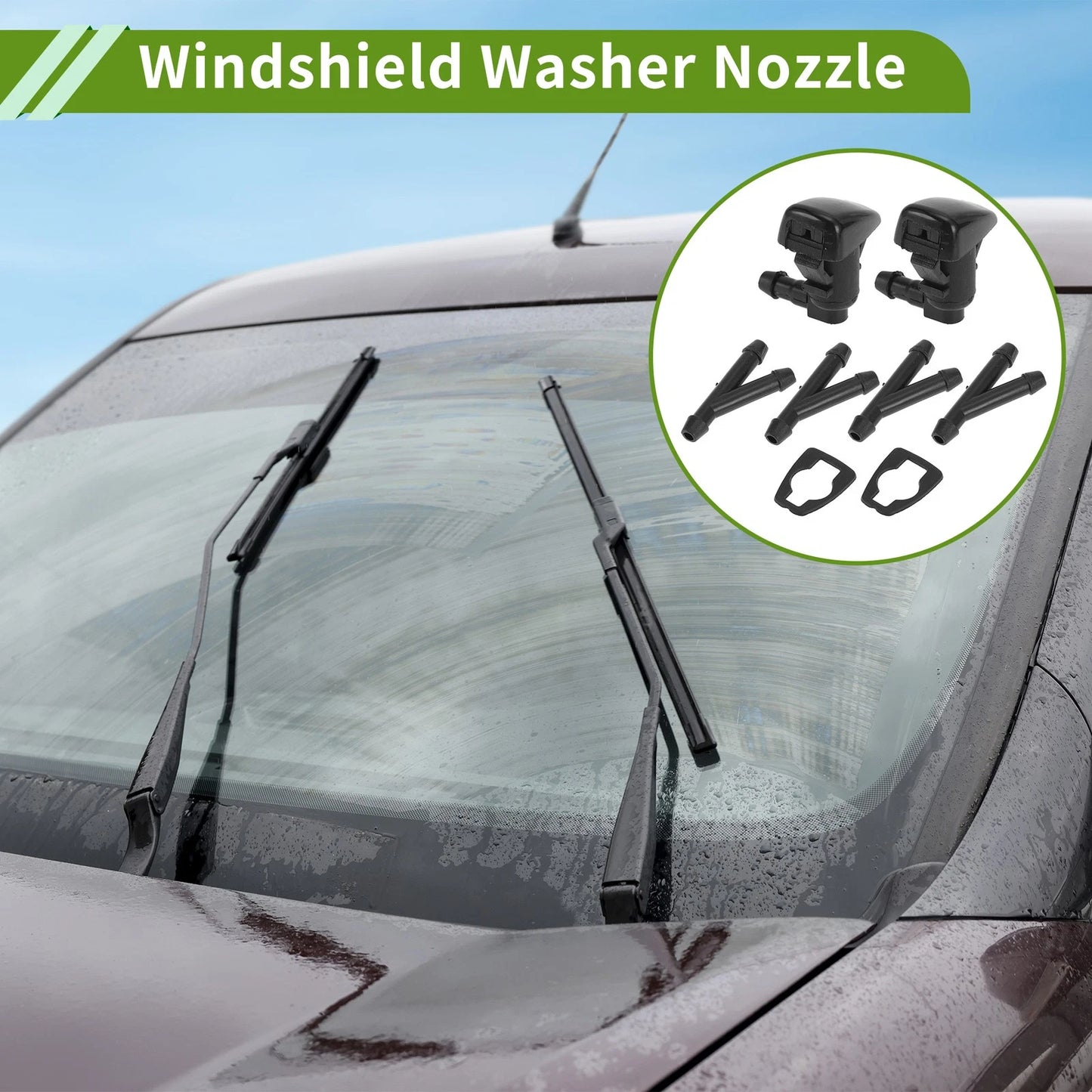 1 Set Windshield Washer Nozzle With Hose Connector for Chevrolet