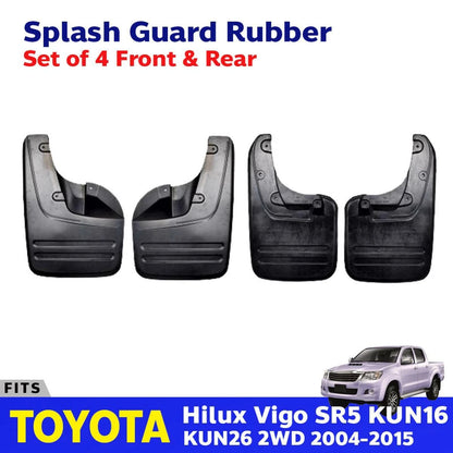 Splash Guard Mud Flap Rubber Set 4 F+R Fits Toyota Hilux Vigo 2WD Truck 2005-15